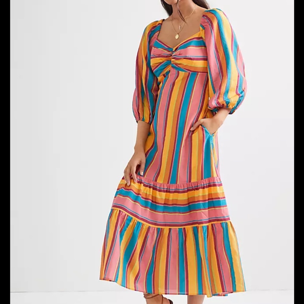 Farm Rio Rainbow Striped Dress